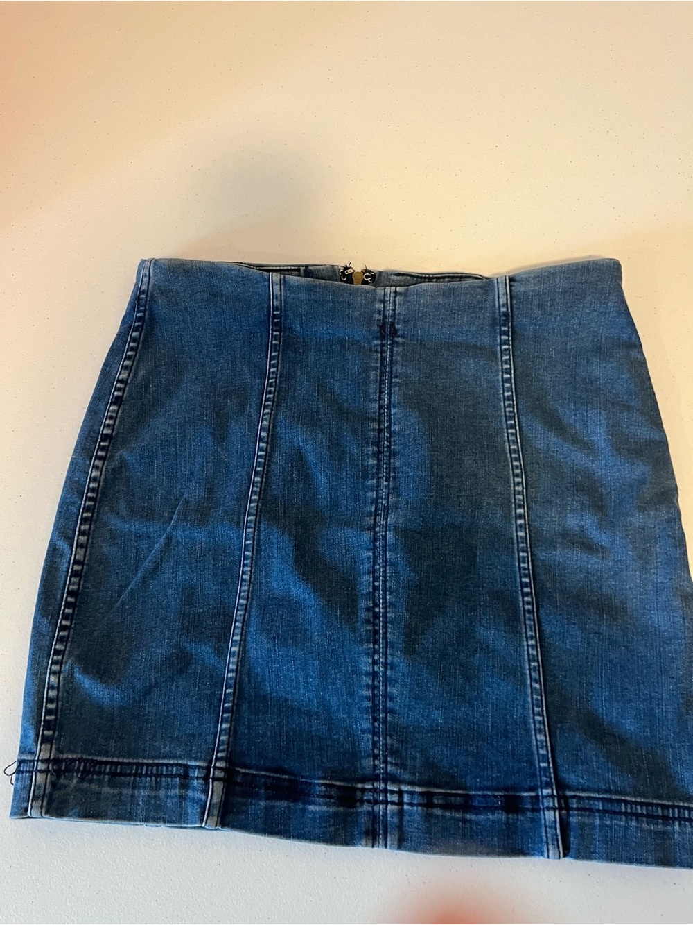 Free People Dark Blue Paneled Denim Mini Skirt